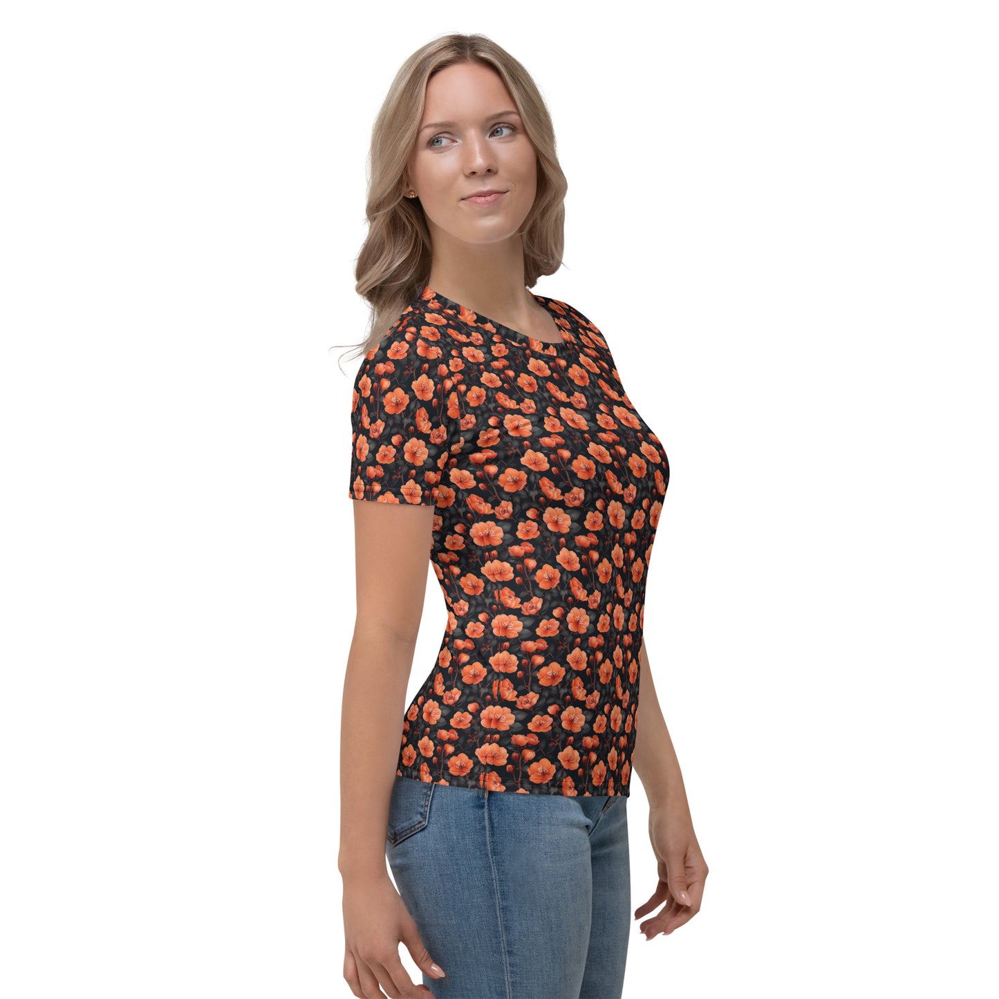 Orange flowers black Women's T-shirt