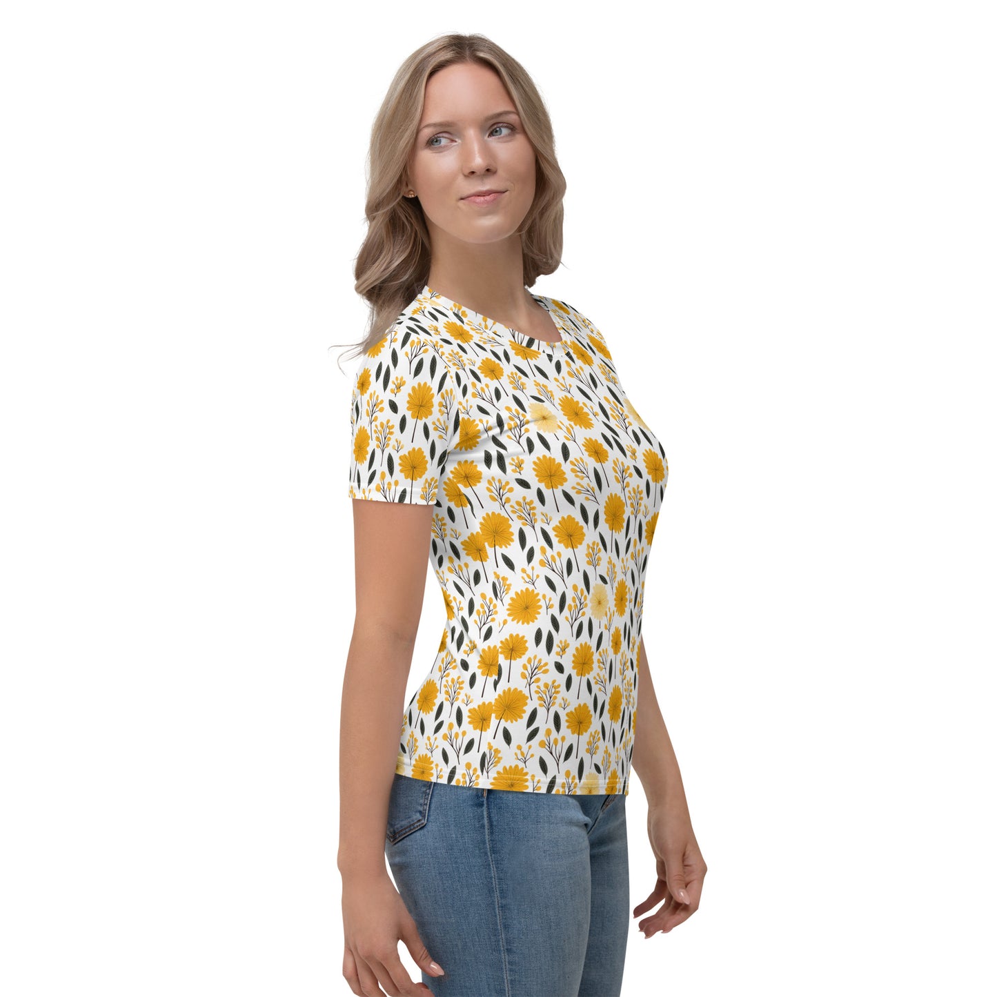 T-shirt Femme Fleurs et bourgeons jaunes