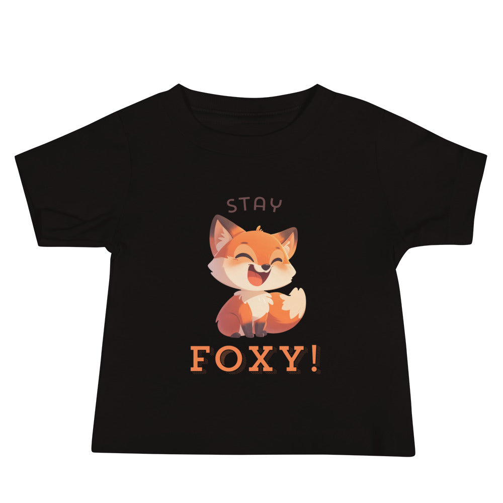 Stay foxy cartoon red fox Baby Jersey Short Sleeve Tee