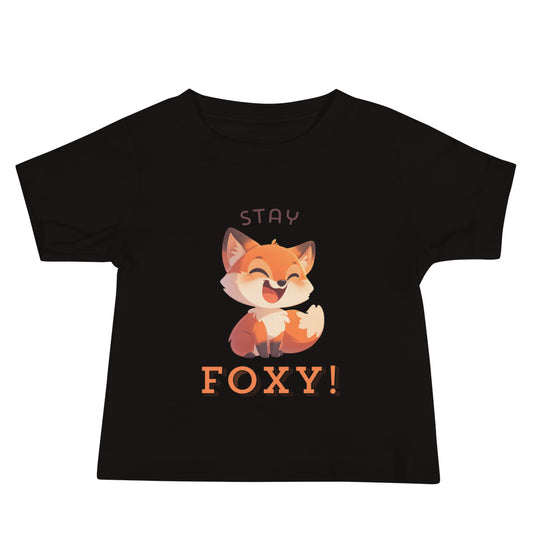 Stay foxy cartoon red fox Baby Jersey Short Sleeve Tee