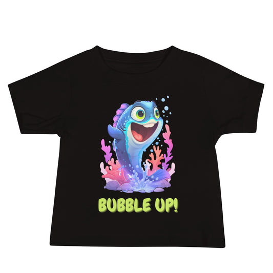 Bubble up smiling blue fish Baby Jersey Short Sleeve Tee