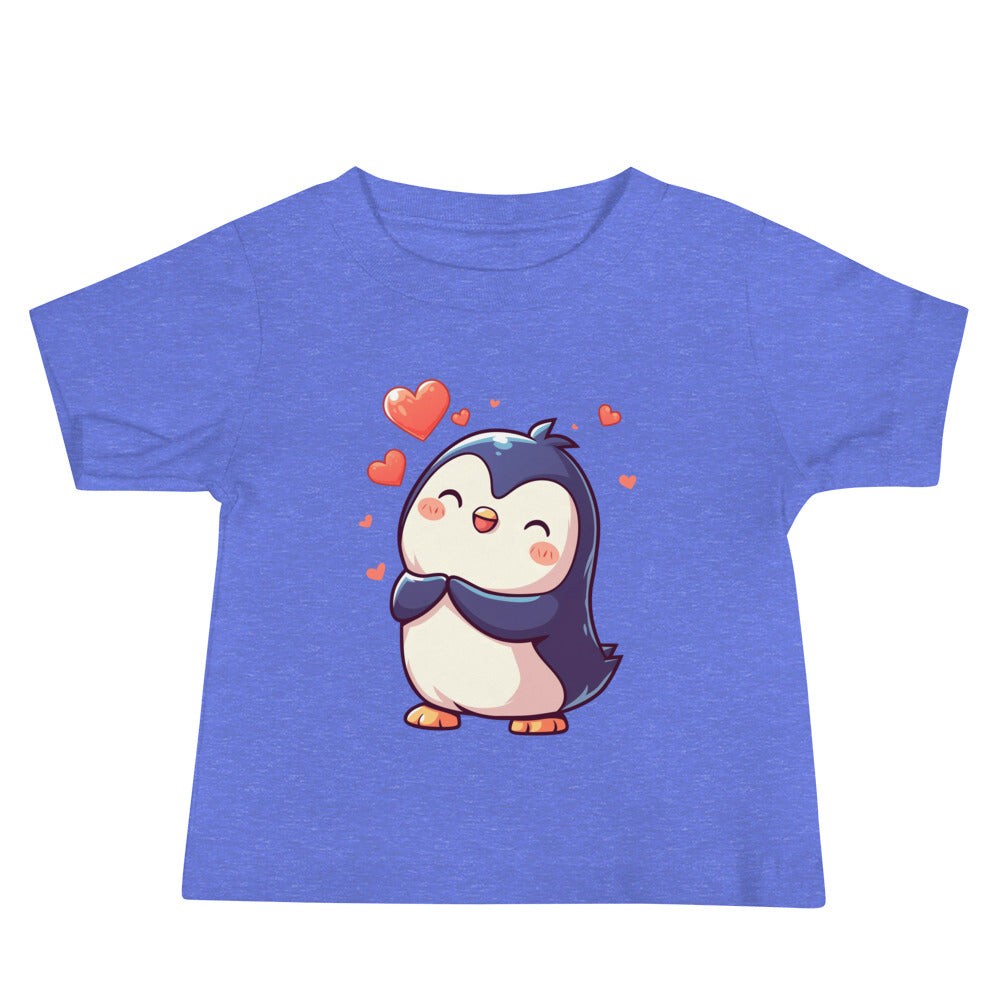 T-shirt à manches courtes en jersey pour bébé, amour de pingouin mignon