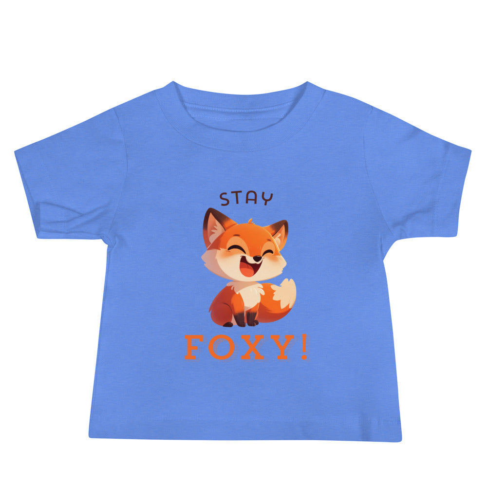 Stay foxy cartoon red fox Baby Jersey Short Sleeve Tee