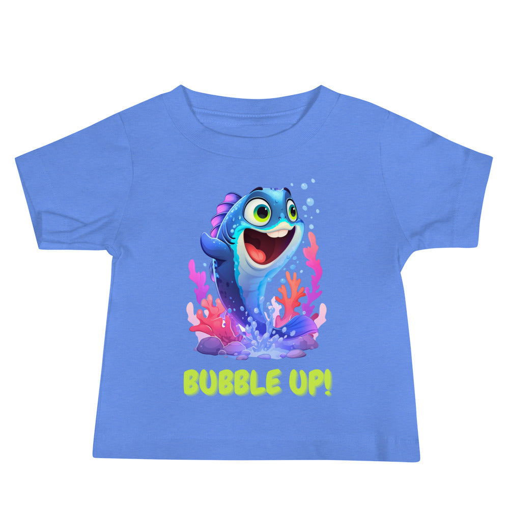 Bubble up smiling blue fish Baby Jersey Short Sleeve Tee