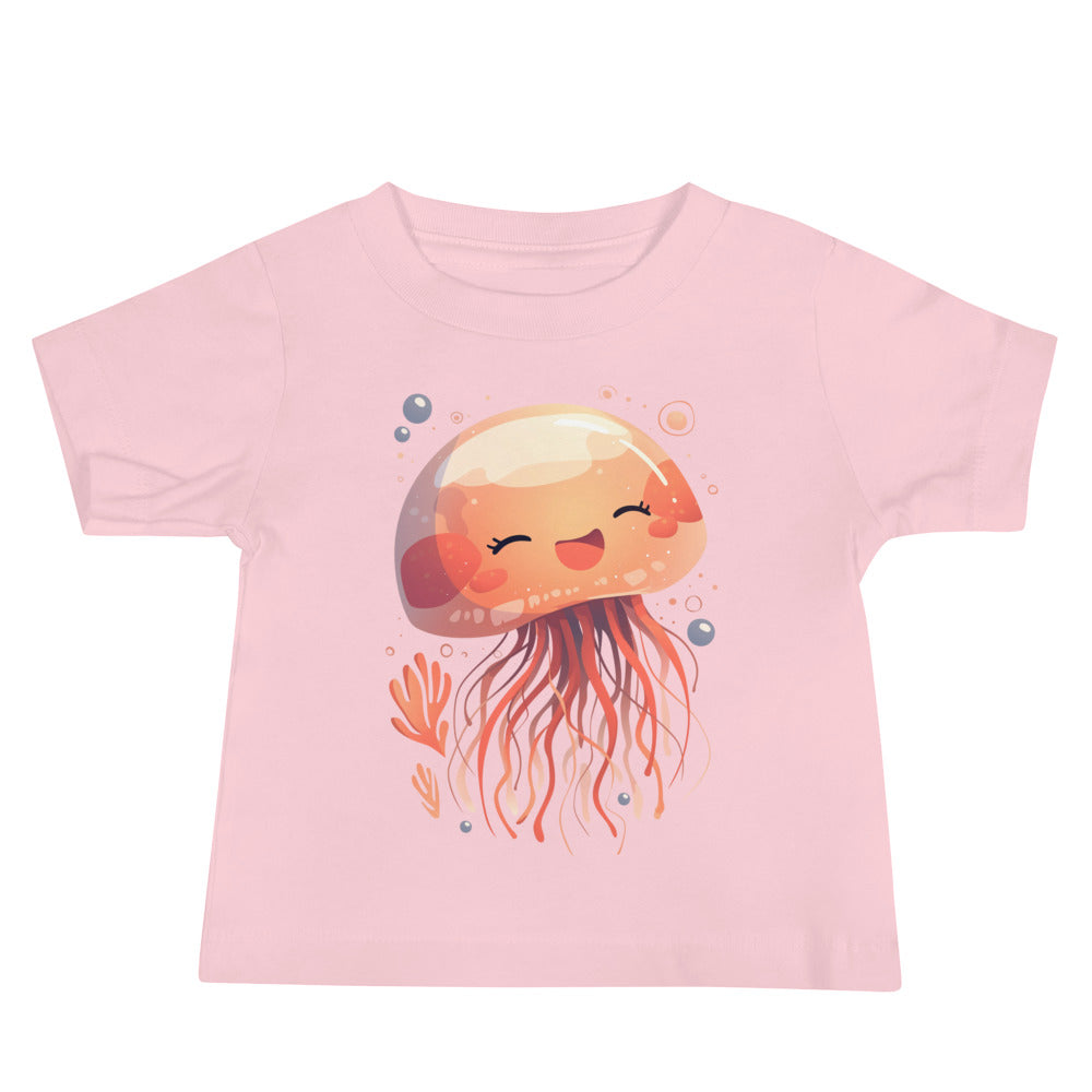 Smiling jellyfish kawaii Baby Jersey Short Sleeve Tee