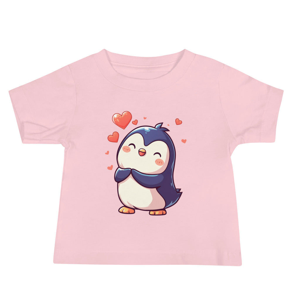 T-shirt à manches courtes en jersey pour bébé, amour de pingouin mignon