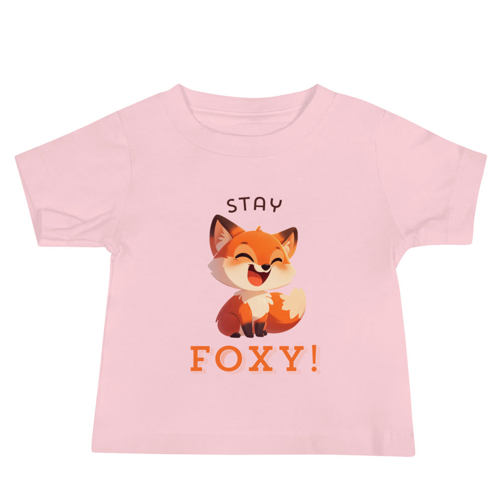 Stay foxy cartoon red fox Baby Jersey Short Sleeve Tee