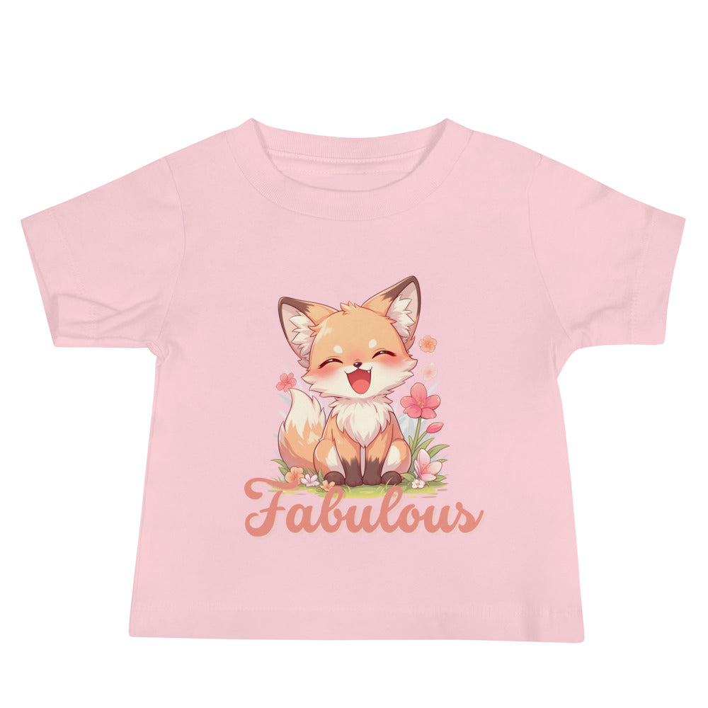 Fabulous cute fox smiling Baby Jersey Short Sleeve Tee