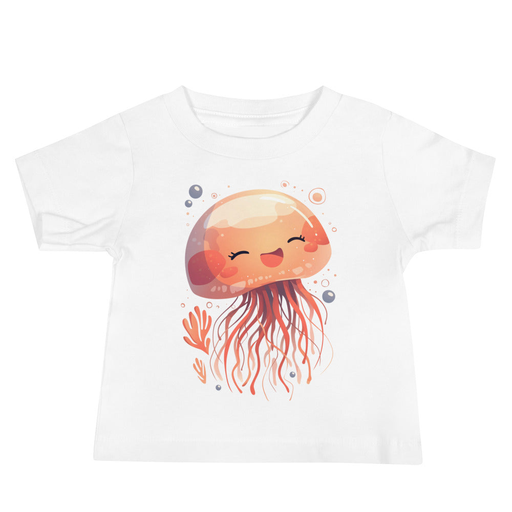 Smiling jellyfish kawaii Baby Jersey Short Sleeve Tee