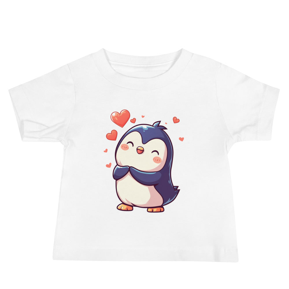 T-shirt à manches courtes en jersey pour bébé, amour de pingouin mignon