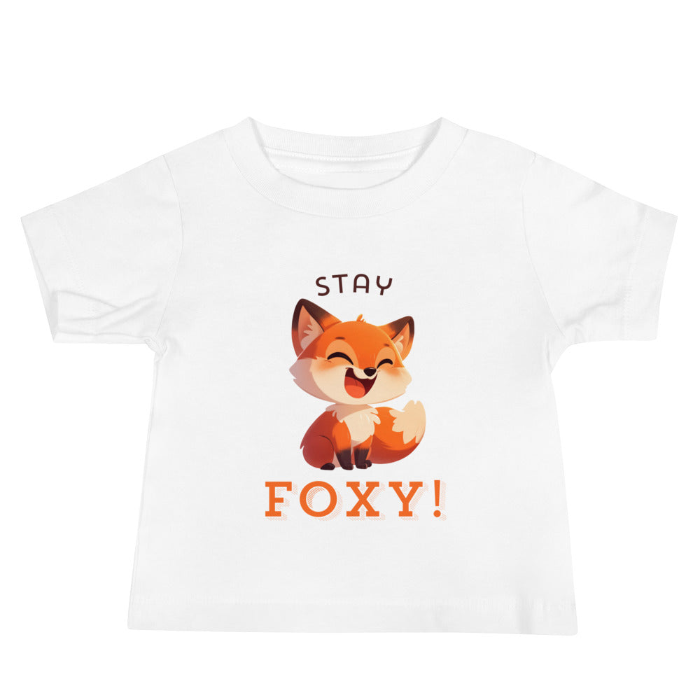 Stay foxy cartoon red fox Baby Jersey Short Sleeve Tee