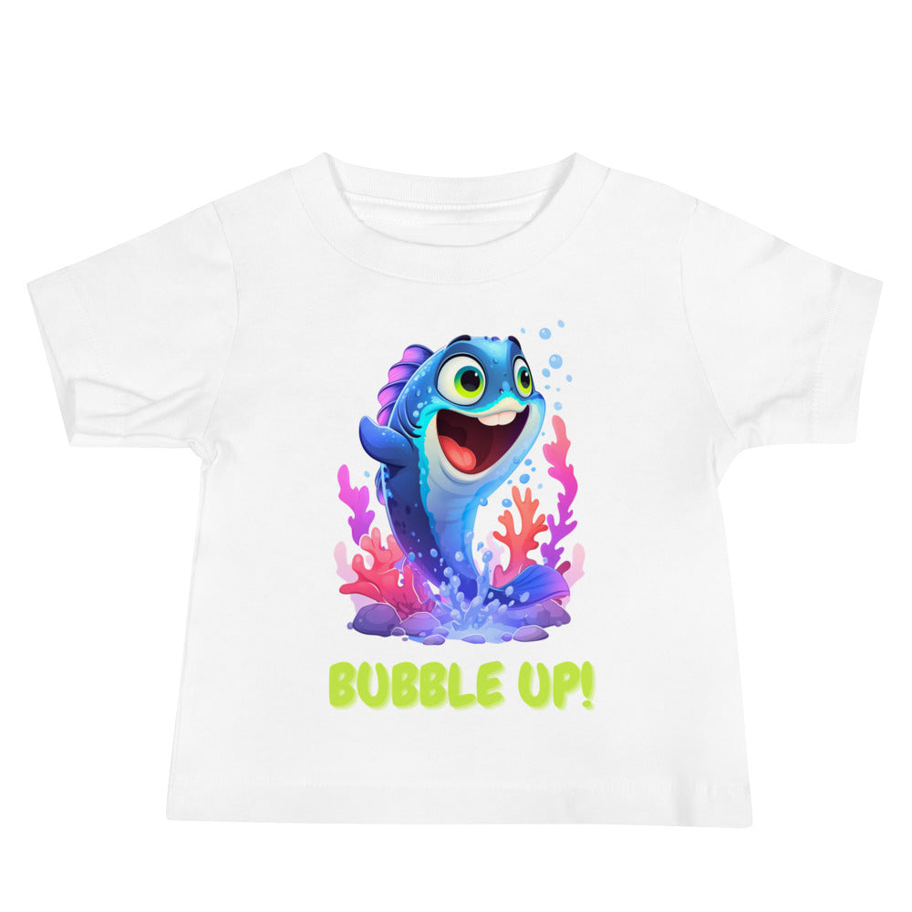 Bubble up smiling blue fish Baby Jersey Short Sleeve Tee