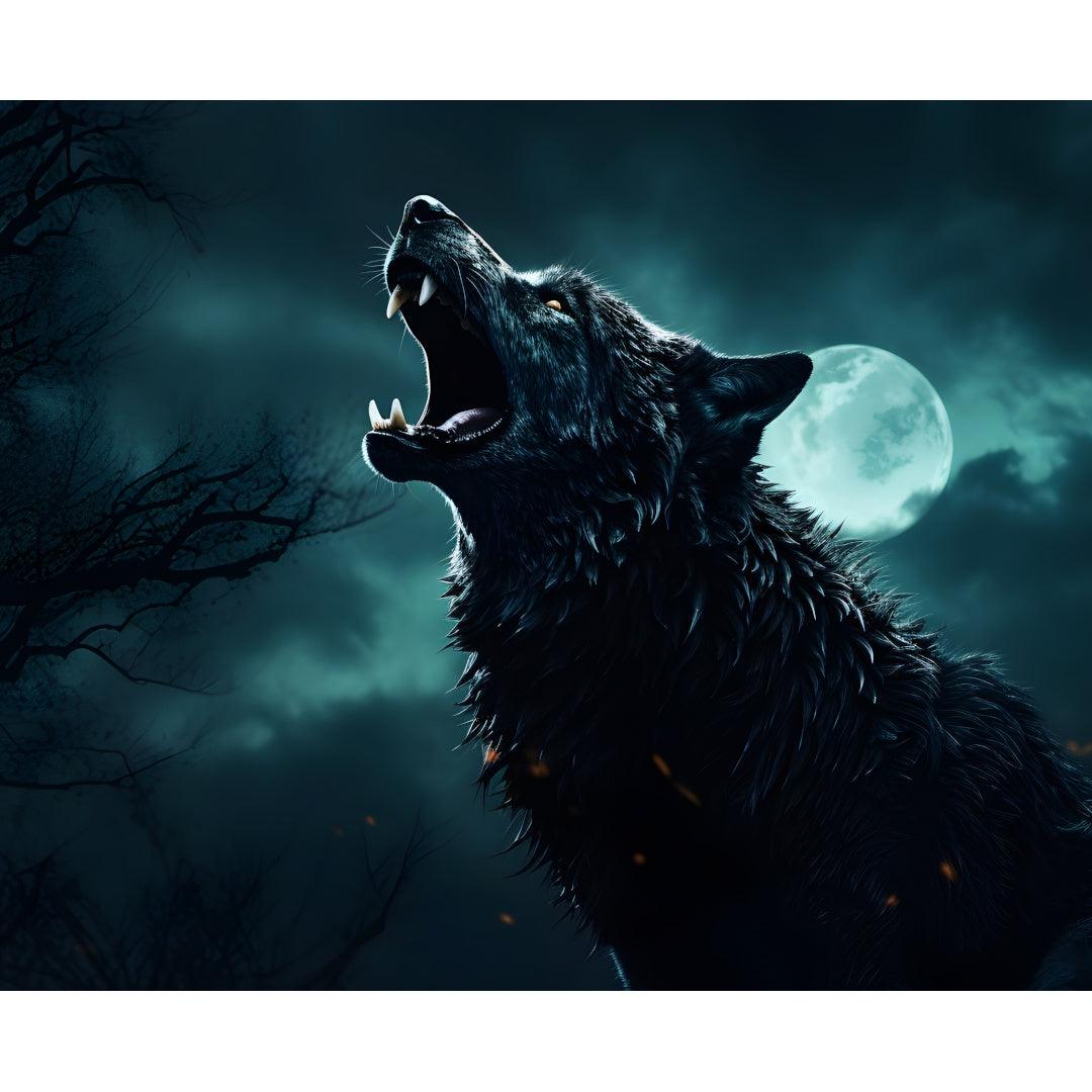 Black Wolf howling at the moon - Poster - Maddrick