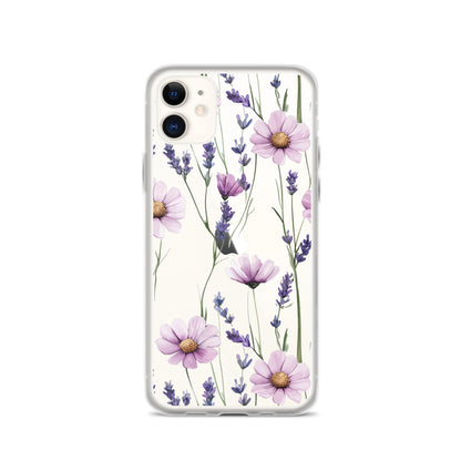 Coque transparente lavande et marguerite violette pour iPhone®