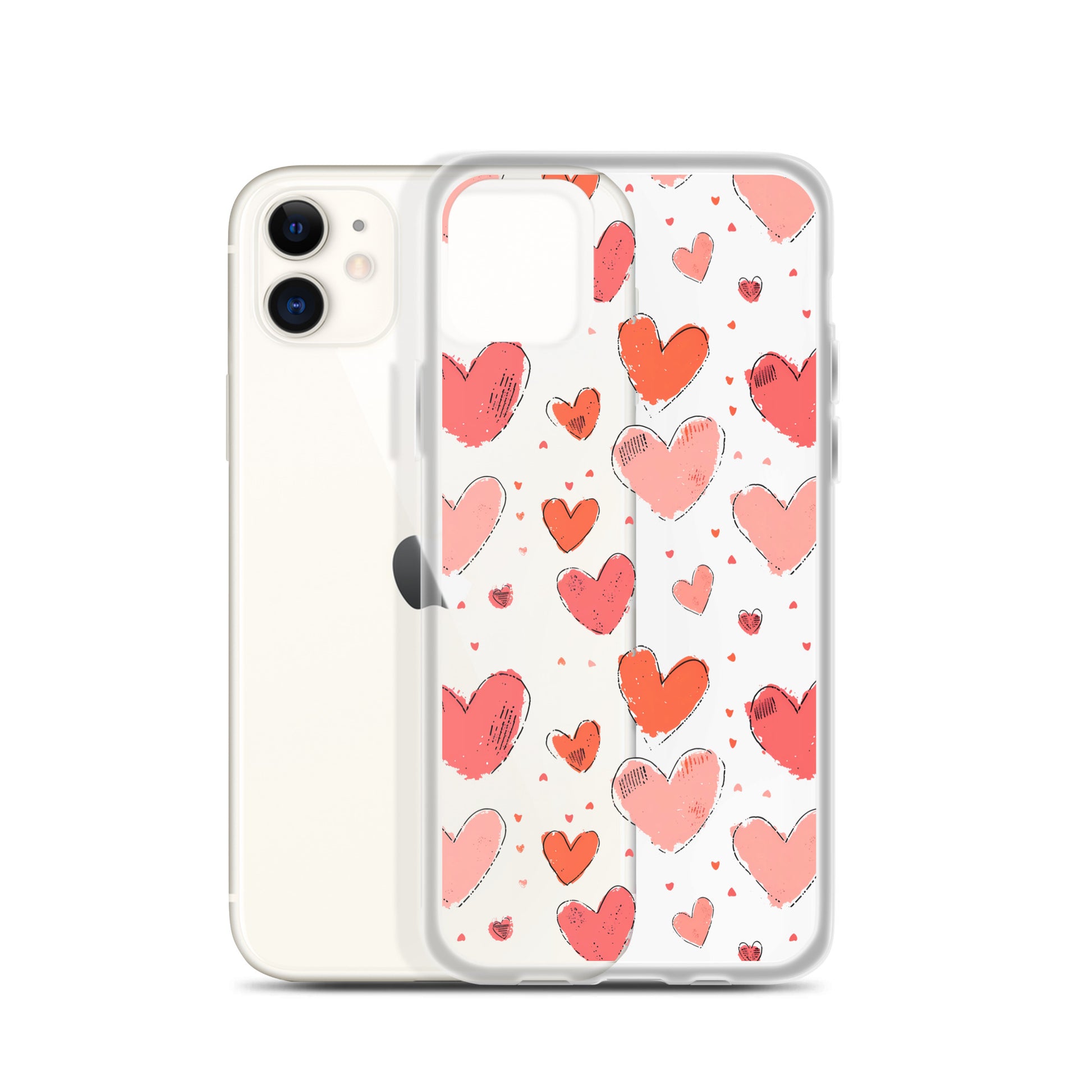 Pink and red hearts tile drawing Clear Case for iPhone® - Maddrick