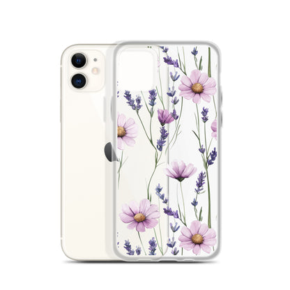 Coque transparente lavande et marguerite violette pour iPhone®