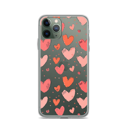 Pink and red hearts tile drawing Clear Case for iPhone® - Maddrick