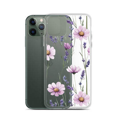 Coque transparente lavande et marguerite violette pour iPhone®