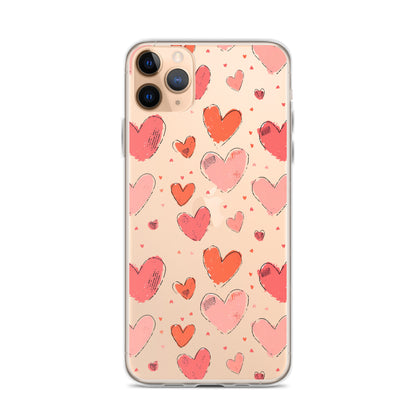 Pink and red hearts tile drawing Clear Case for iPhone® - Maddrick