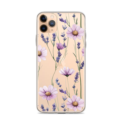 Coque transparente lavande et marguerite violette pour iPhone®