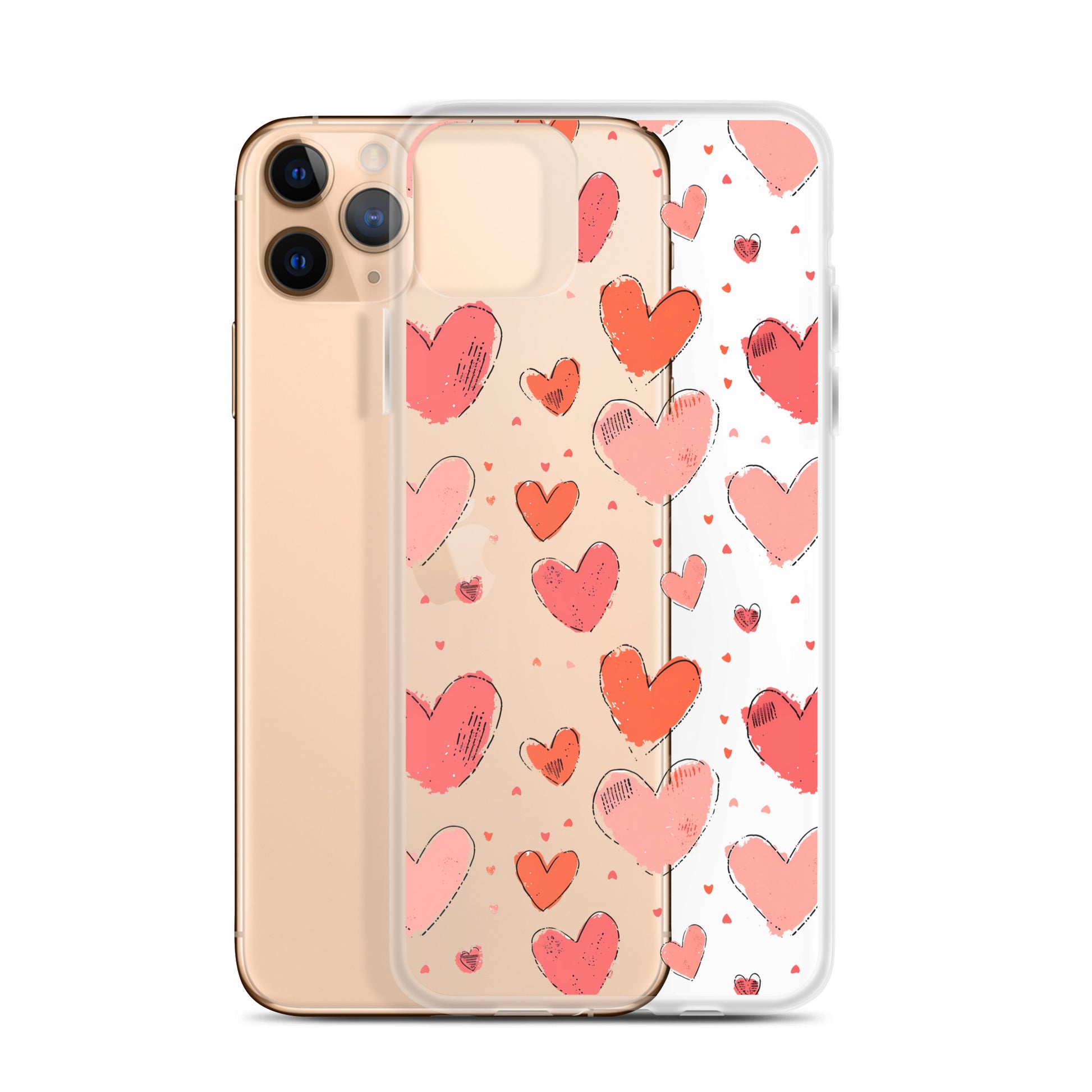 Pink and red hearts tile drawing Clear Case for iPhone® - Maddrick