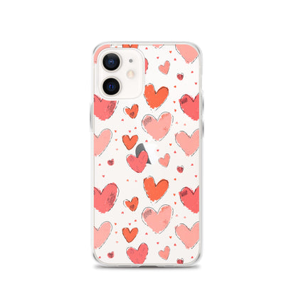 Pink and red hearts tile drawing Clear Case for iPhone® - Maddrick