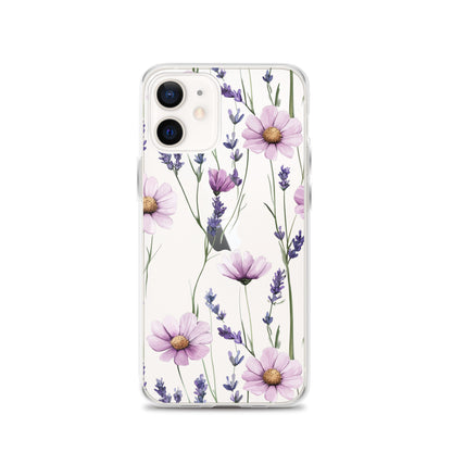 Coque transparente lavande et marguerite violette pour iPhone®