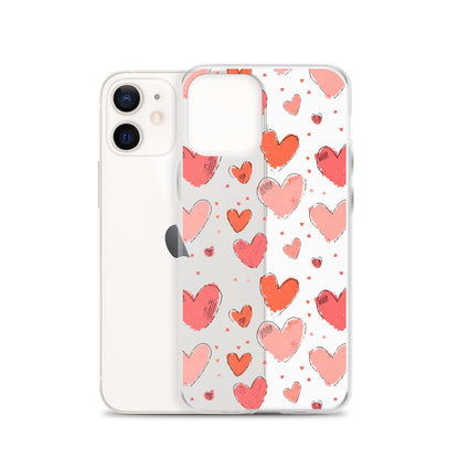 Pink and red hearts tile drawing Clear Case for iPhone® - Maddrick