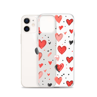 Black and white hearts tile Clear Case for iPhone® - Maddrick