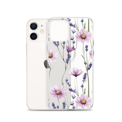 Coque transparente lavande et marguerite violette pour iPhone®