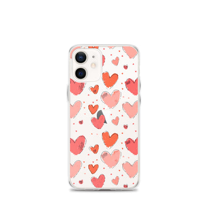 Pink and red hearts tile drawing Clear Case for iPhone® - Maddrick