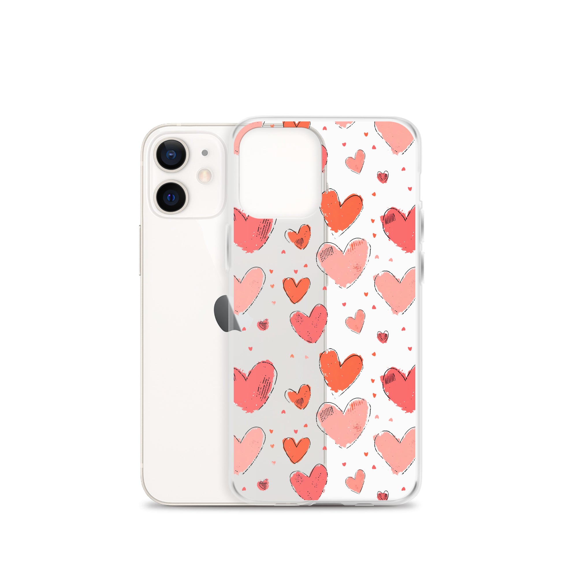 Pink and red hearts tile drawing Clear Case for iPhone® - Maddrick