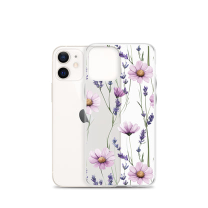 Coque transparente lavande et marguerite violette pour iPhone®