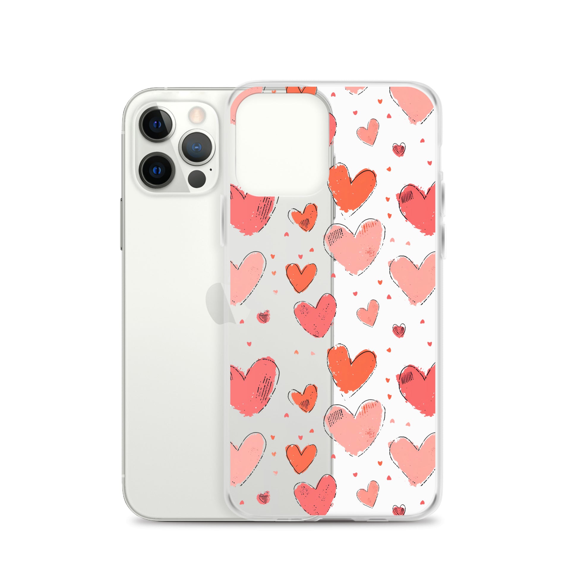 Pink and red hearts tile drawing Clear Case for iPhone® - Maddrick