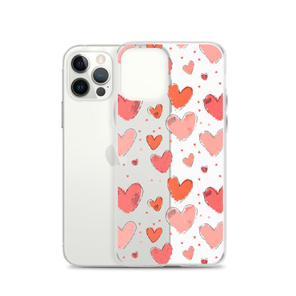 Pink and red hearts tile drawing Clear Case for iPhone® - Maddrick