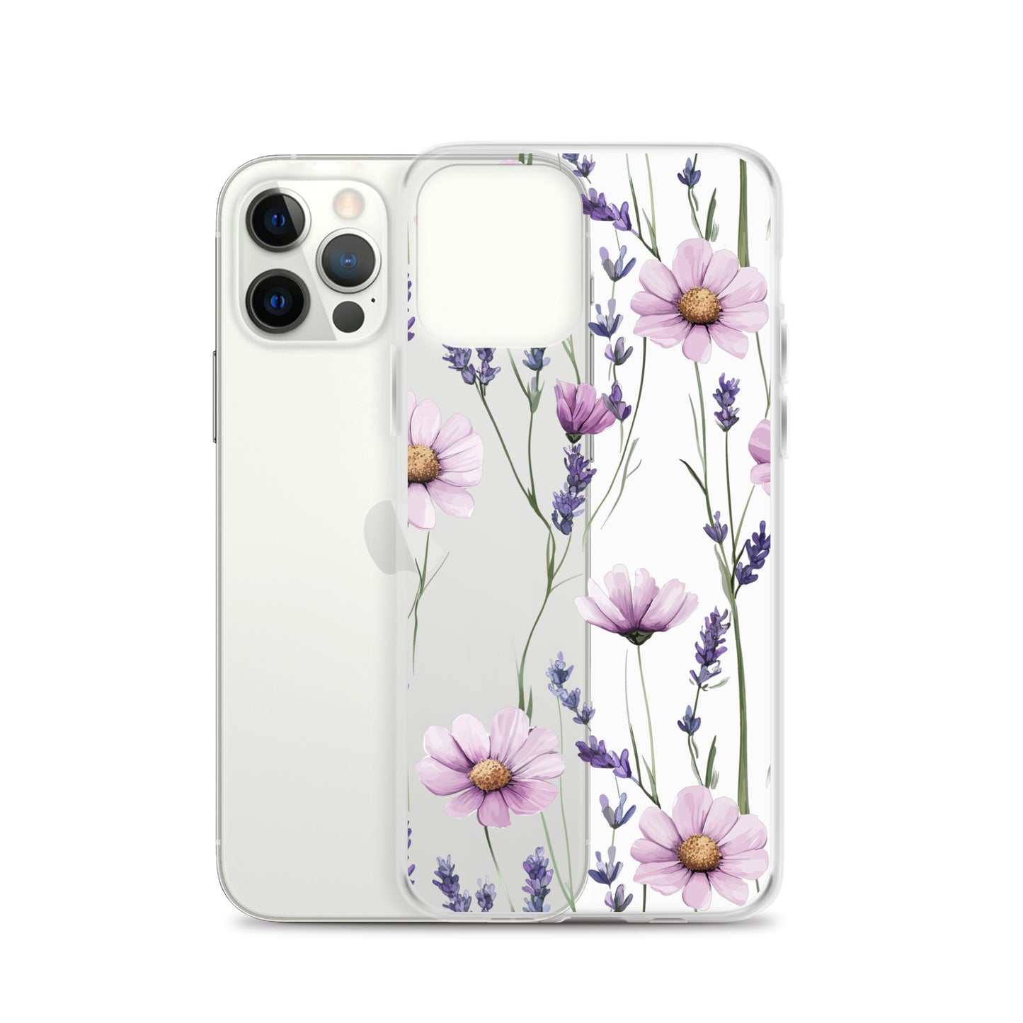 Coque transparente lavande et marguerite violette pour iPhone®