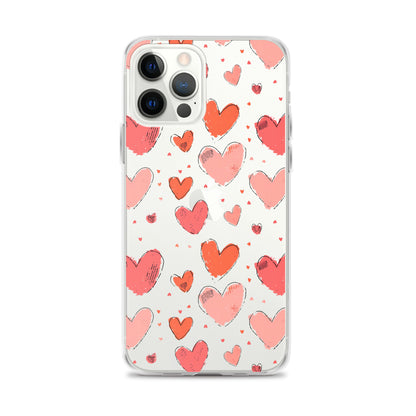 Pink and red hearts tile drawing Clear Case for iPhone® - Maddrick