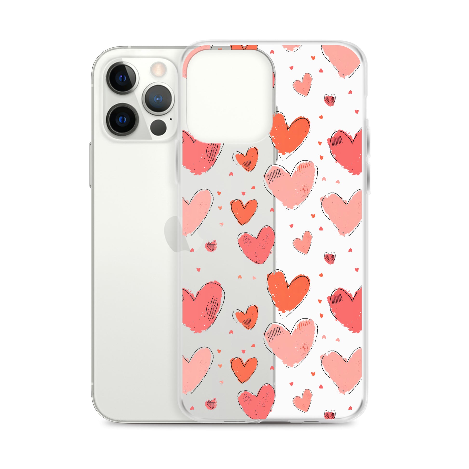 Pink and red hearts tile drawing Clear Case for iPhone® - Maddrick