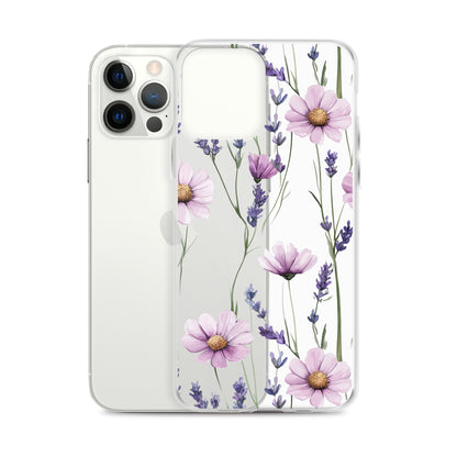 Coque transparente lavande et marguerite violette pour iPhone®