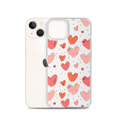 Pink and red hearts tile drawing Clear Case for iPhone® - Maddrick