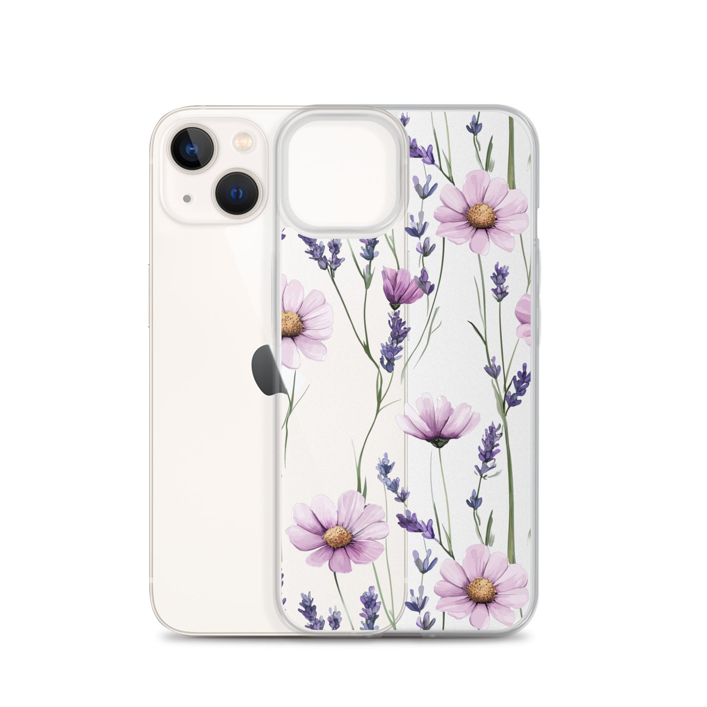 Coque transparente lavande et marguerite violette pour iPhone®