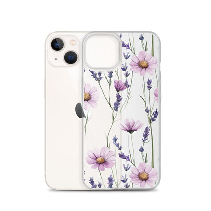 Coque transparente lavande et marguerite violette pour iPhone®