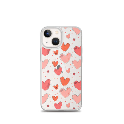 Pink and red hearts tile drawing Clear Case for iPhone® - Maddrick