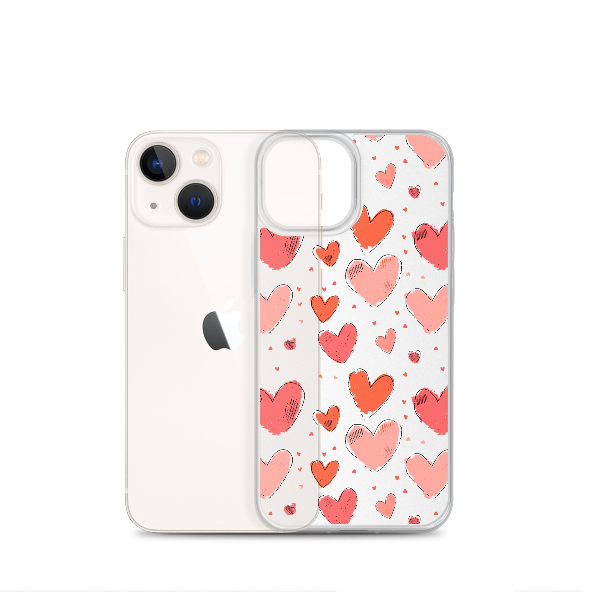 Pink and red hearts tile drawing Clear Case for iPhone® - Maddrick