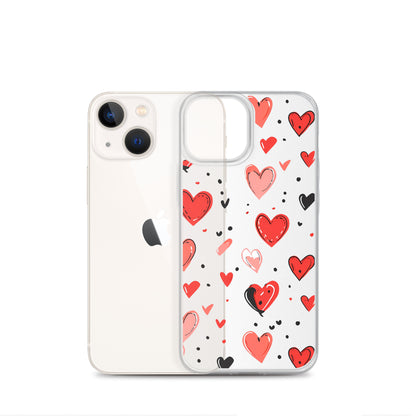 Black and white hearts tile Clear Case for iPhone® - Maddrick