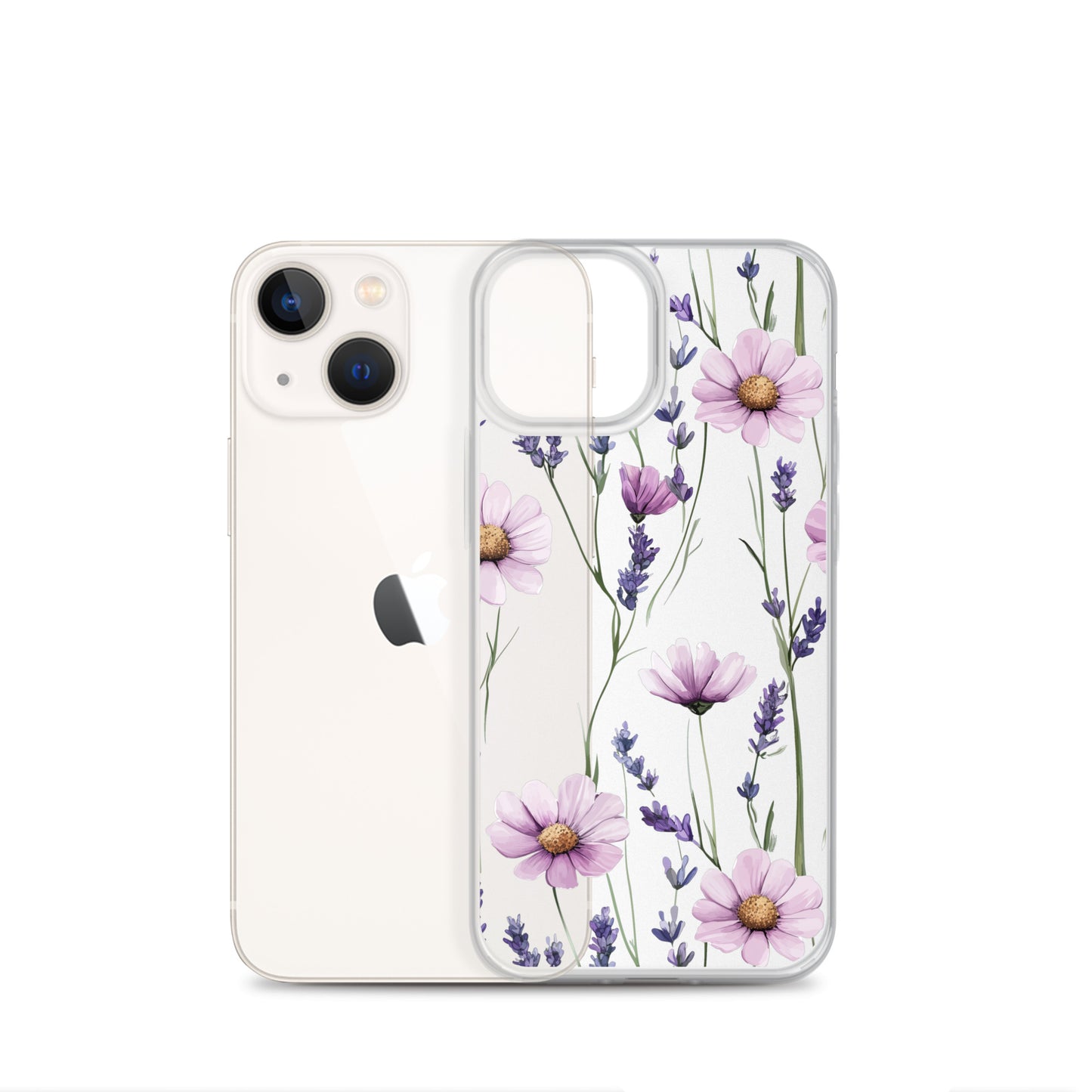 Coque transparente lavande et marguerite violette pour iPhone®