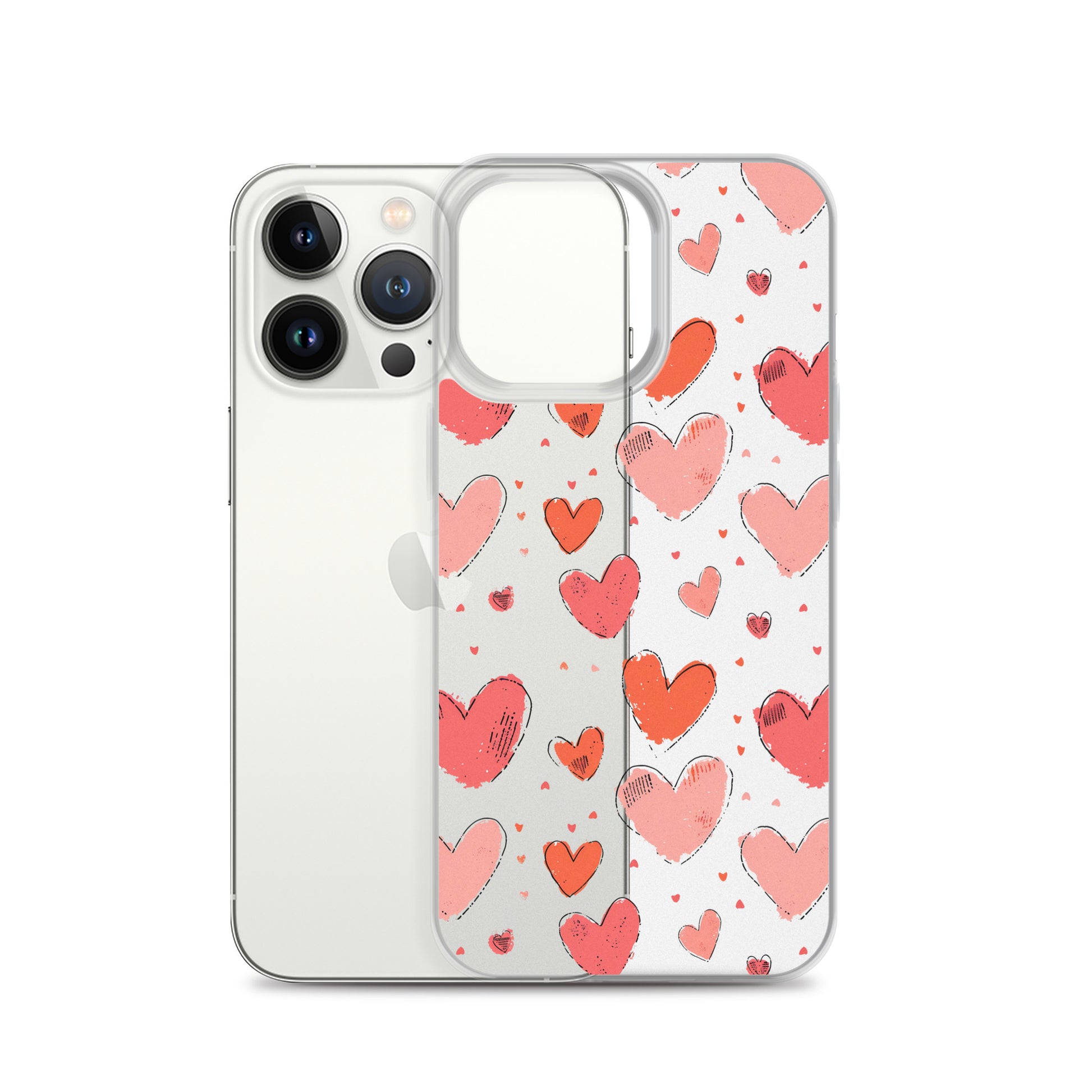 Pink and red hearts tile drawing Clear Case for iPhone® - Maddrick