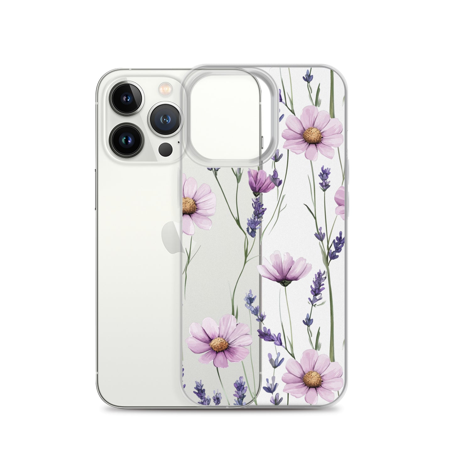 Coque transparente lavande et marguerite violette pour iPhone®