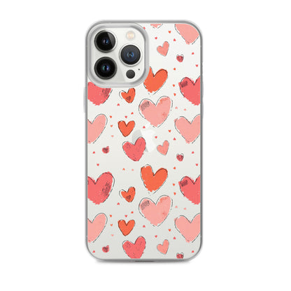 Pink and red hearts tile drawing Clear Case for iPhone® - Maddrick