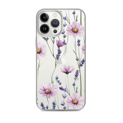 Coque transparente lavande et marguerite violette pour iPhone®